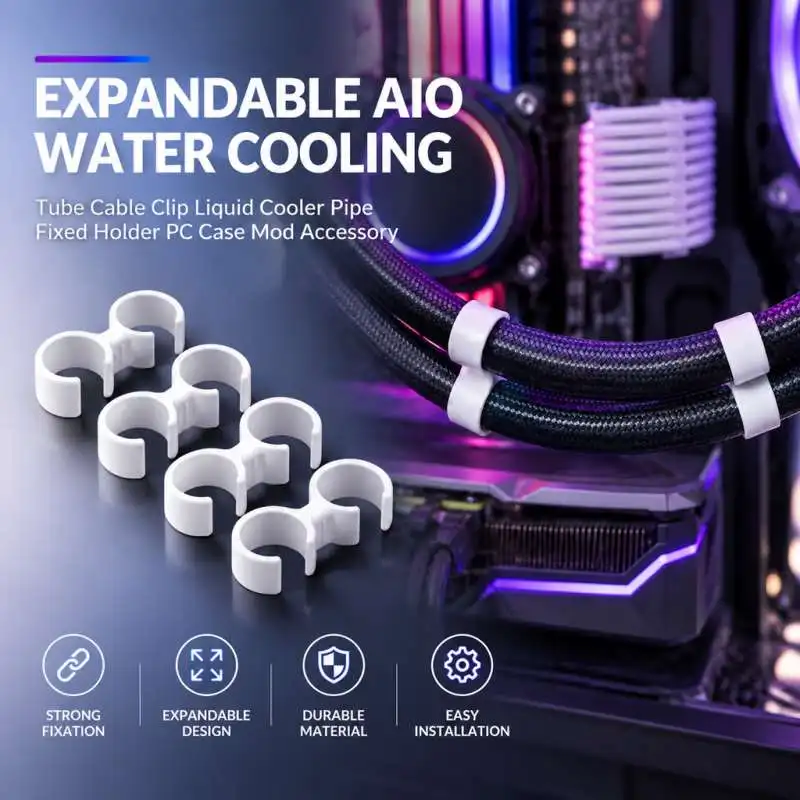 Expandable AIO Water Cooling Tube Cable Clip Liquid Cooler Pipe Fixed Holder PC Case Mod Accessory