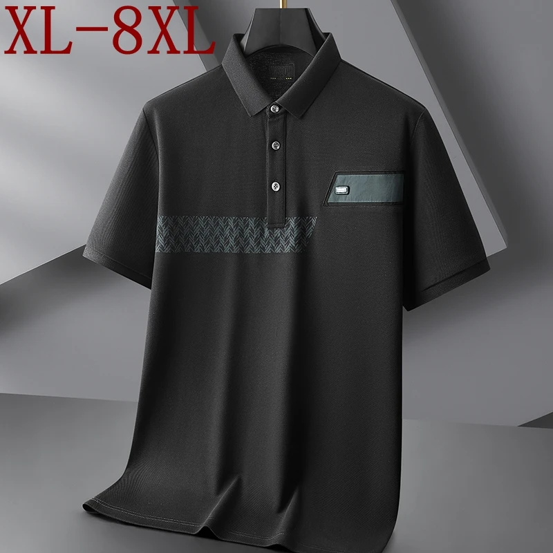 

8XL 7XL 6XL 2025 New Summer High End Luxury Cotton Polo Shirt Men Tops Tees Casual Loose Mens Shirts Lapel camiseta masculina