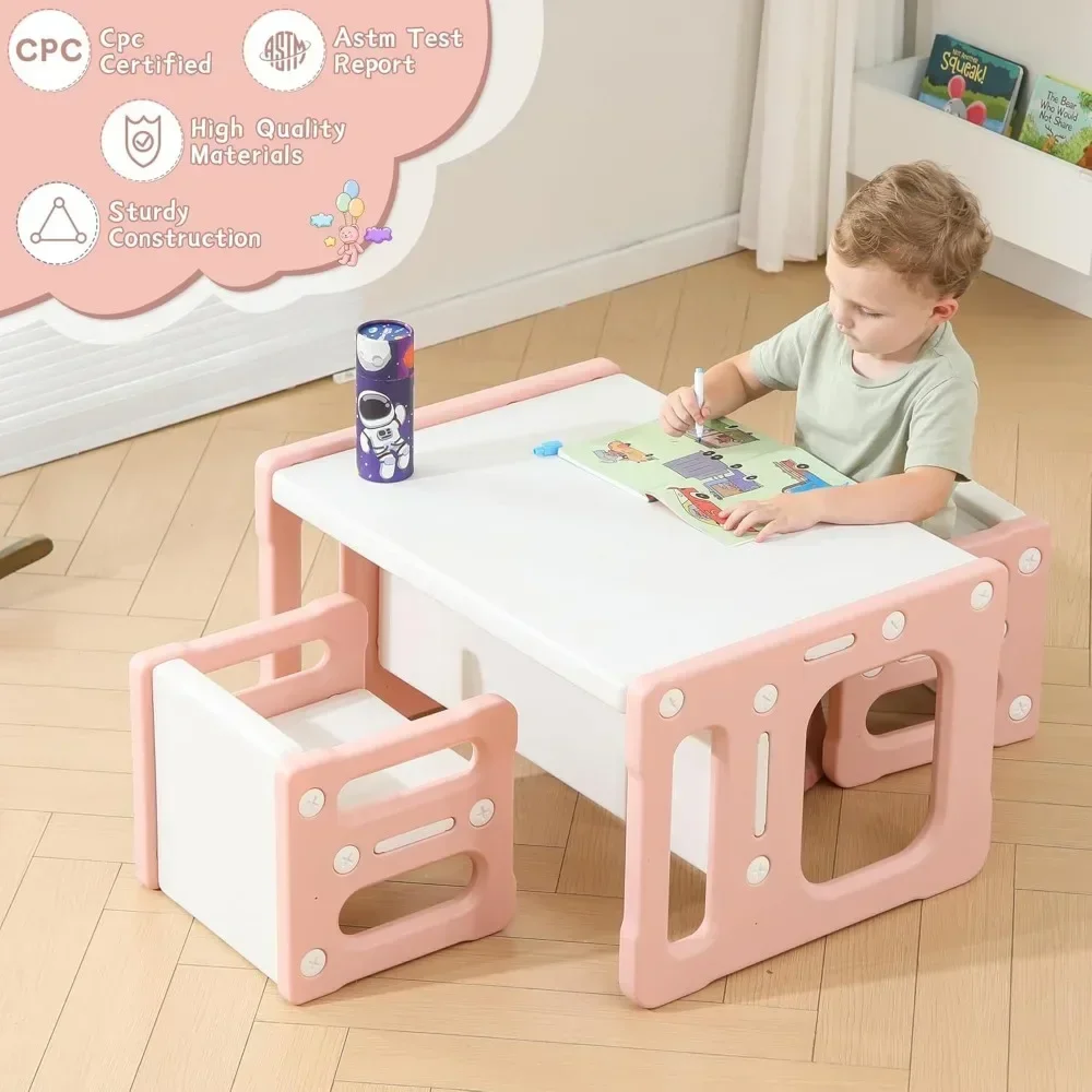 Kindertisch und höhenverstellbares Kleinkind-Tisch- und Stuhlset, Tischstuhl für Kinder im Alter von 3–8 Jahren