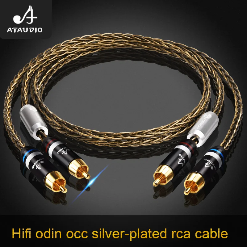 Hifi OCC Silver-Plated RCA Cable High-performance Audio 2RCA to 2RCA Mixer Interconnect Cable for TV Amplifiers DVD Speaker