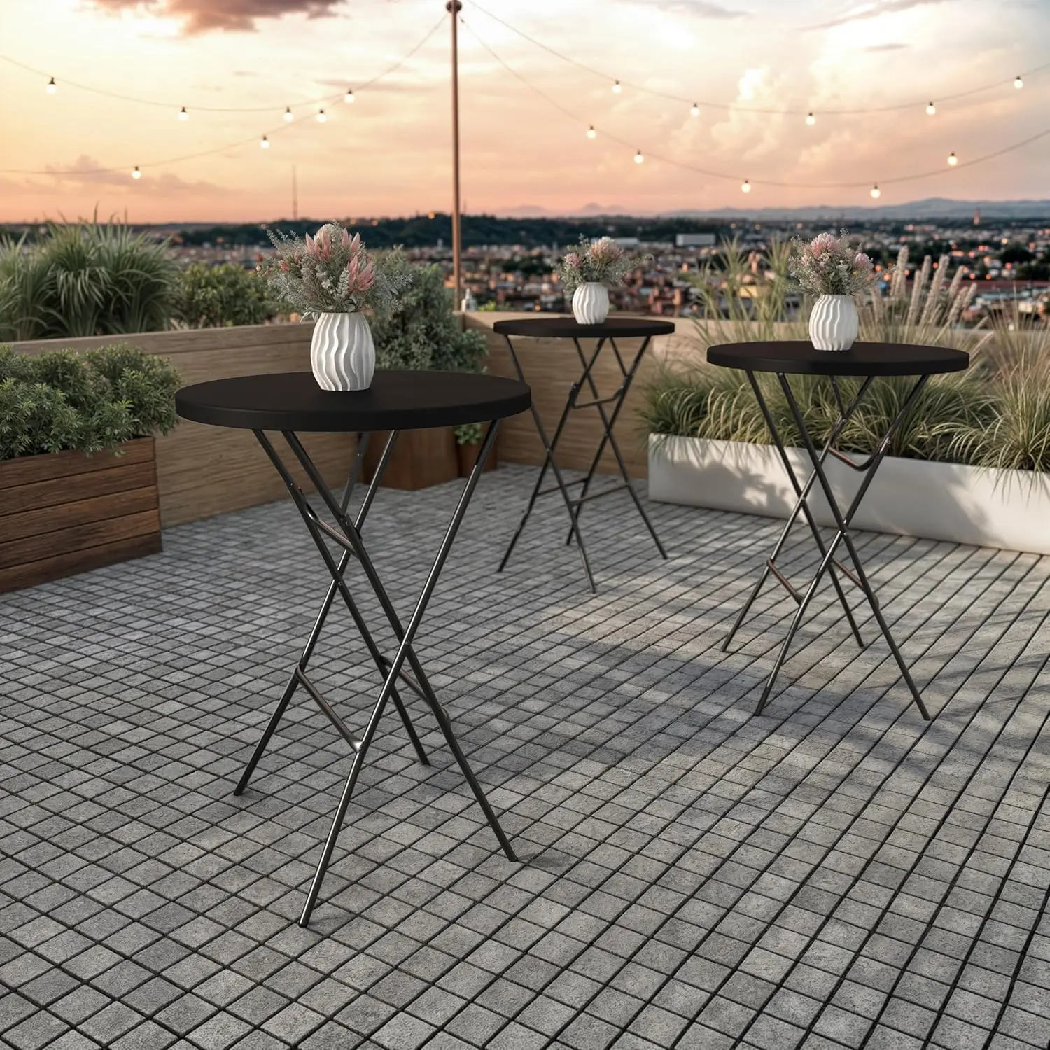 

Round Folding Bar Height Table for Parties and Commercial Events, Indoor/Outdoor Plastic Bar Height Folding Table