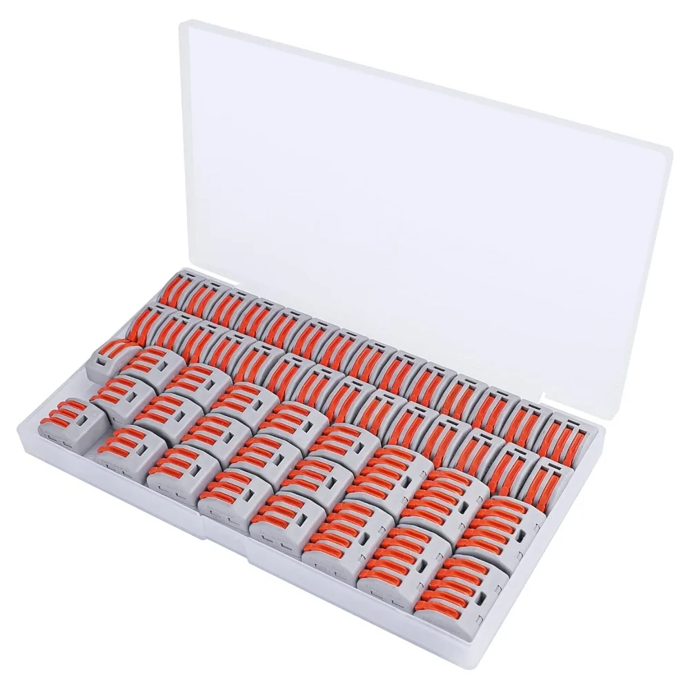 50PCS Lever Wire Electrical Connectors 28-12 AWG Multiple Stud2/3/5 Conductor Combination Insulated Terminals Quick Disconnect