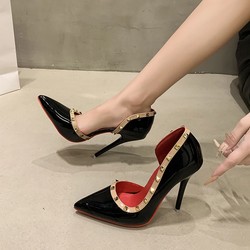 

Platform Heels Stiletto Heel Rivet Plus Size Fashion Work Shoes 2025 Spring New Shoe Shoes
