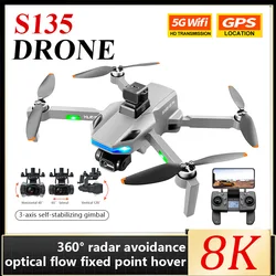 Kamera S135 8K HD Dron Profesjonalny silnik bezszczotkowy 5G FPV GPS Powrót 360° °   unikanie radaru Quadrotor Kids Toys Dron