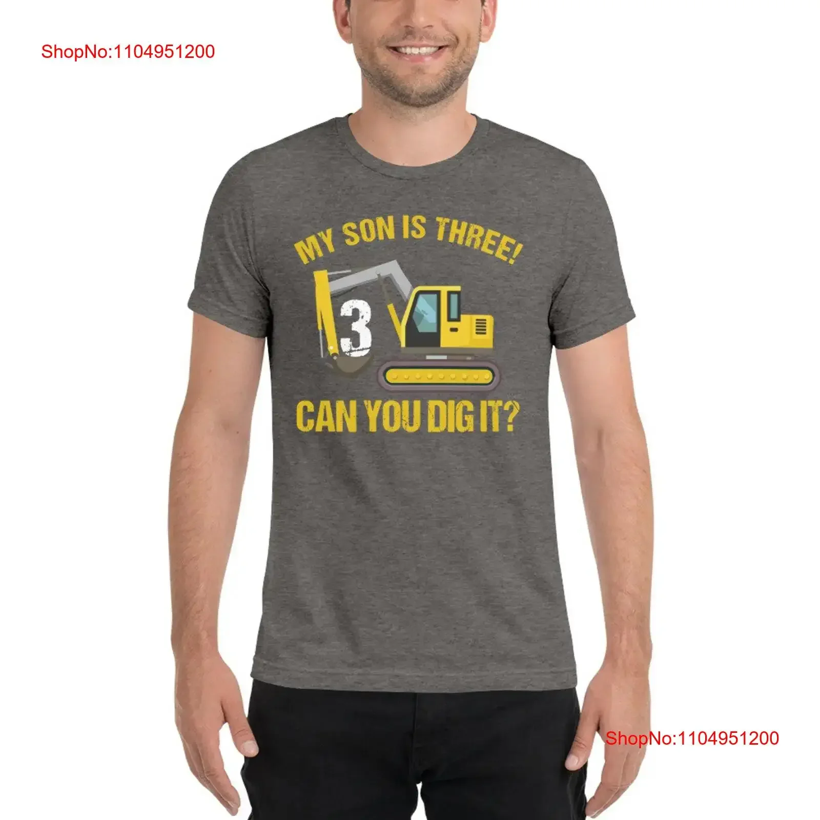 

Футболка «My Son is Three Can You Dig It» на день рождения Bella Canvas 3413 Triblend с этикеткой Tear Away, винтажная стираная уличная одежда