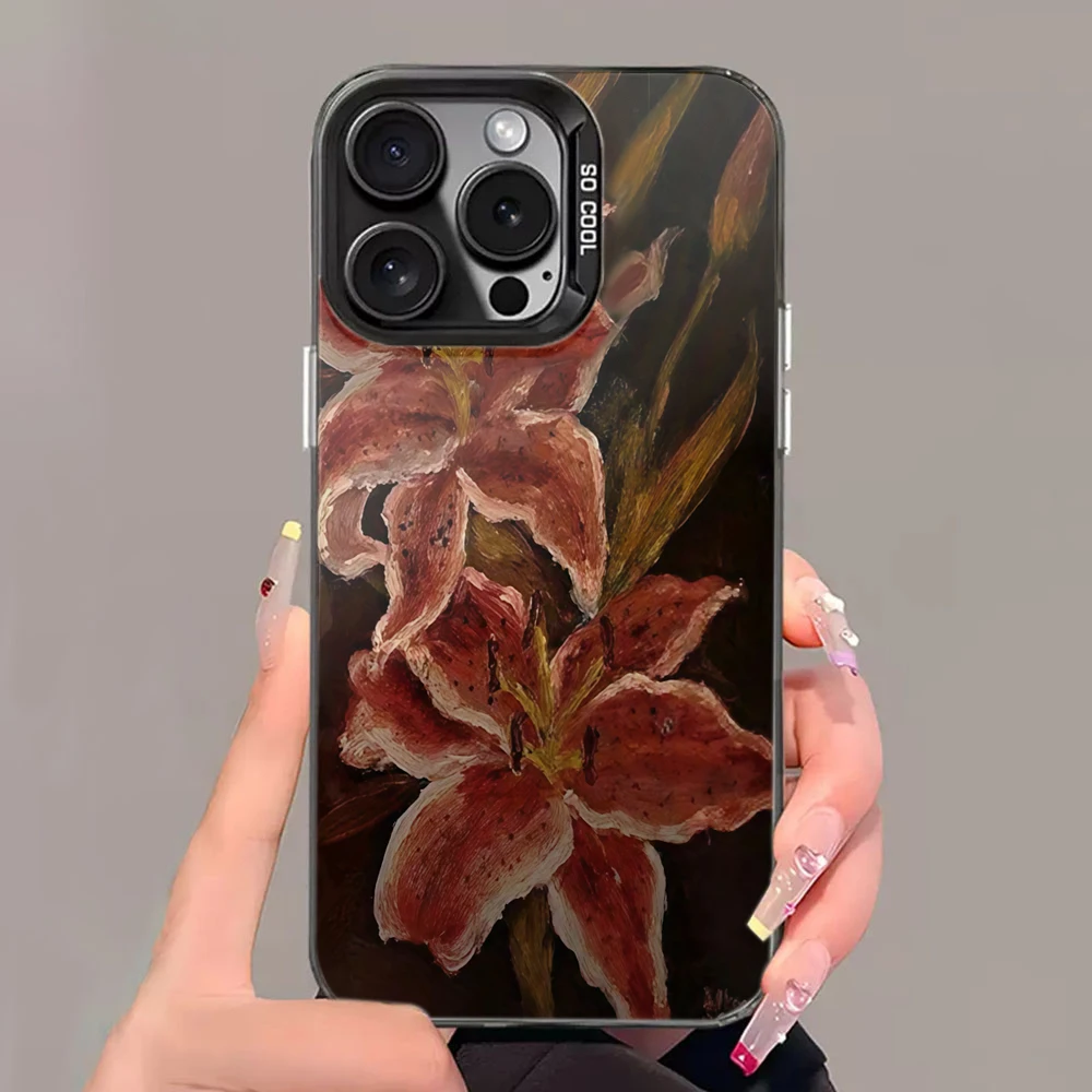 Fashion Lily Orchid Flower Handyhülle für iPhone 17 16 15 14 13 Pro Max 11 12 Pro 7 8 Plus X XS 16E stoßfeste harte PC IMD-Abdeckung
