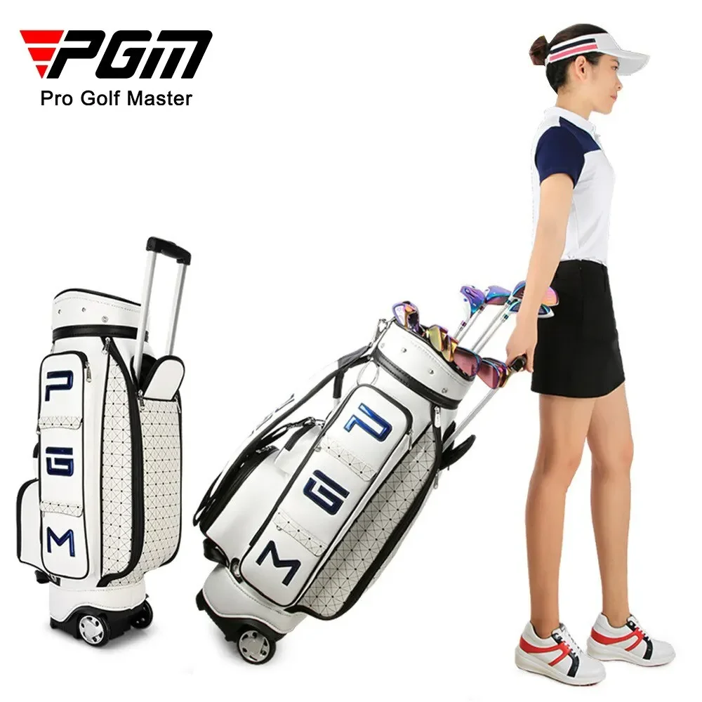 PGM Womens Golf Bag with Wheels Retractable Golf Standard Bags for Travel Durable Course Golf Travel Cover Korean Large Capacity