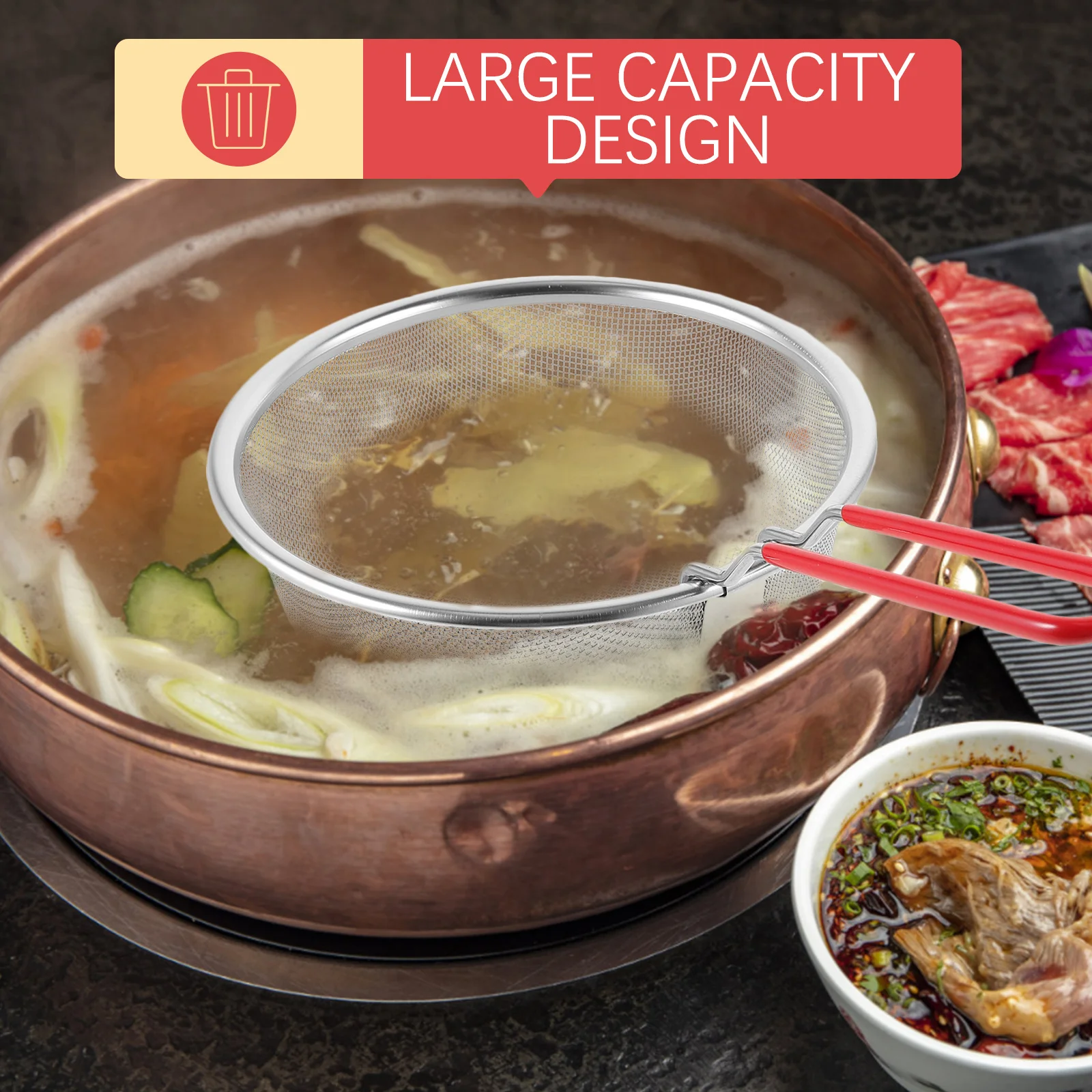 

Round Deep Fryer Basket Metal Fry Basket with Ergonomic Handle for Stewing Hot Pot Snacks Reusable Oil Fry Mesh Container