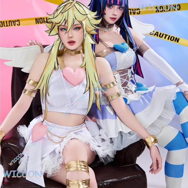 

Game Prop Panty Stocking Anime Cosplay Wig Cap P Sister S Sister Red Blue Color Role Play Nonwoven Fabric Halloween Christmas