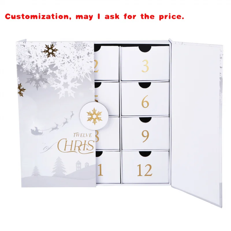 

на заказ. Коробка для духов для косметики. Картонная коробка с адвент-календарем. Черная упаковочная коробка для адвент-календаря. 12-дневный адвент-календарь.