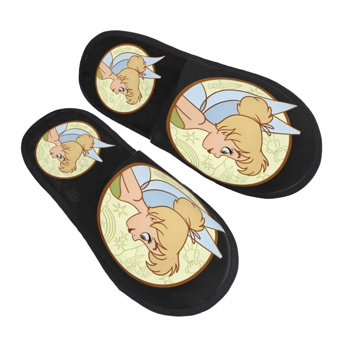 

Домашние тапочки Tinker Bell на заказ, женские уютные тапочки из пены с эффектом памяти, тапочки без шнуровки в стиле феи в стиле аниме для спальни