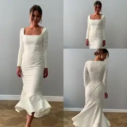 Vestidos de cauda de peixe cetim para mulheres, Vestido formal simples e elegante, Vestido de casamento elegante, Baile Eur, 2024