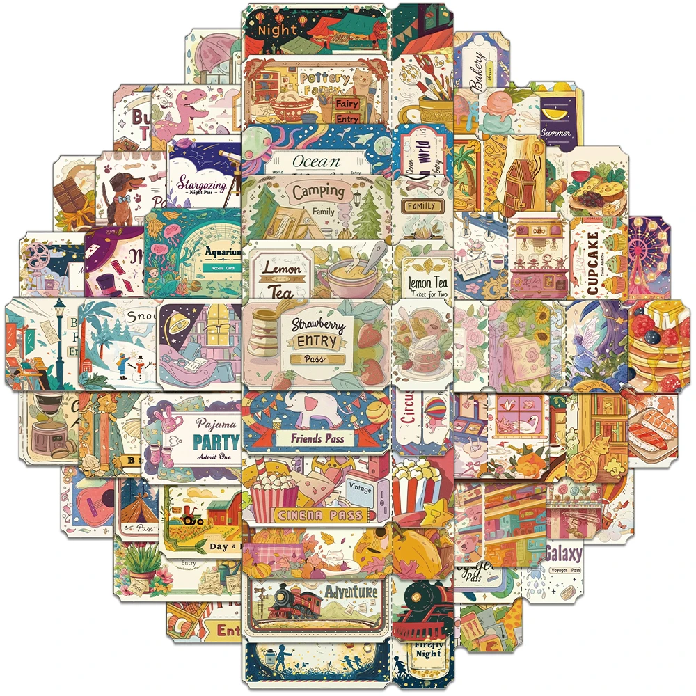 50PCS Creative Dream Ticket Stickers, Account Decorations, DIY Phone Cases, Notebook Bottles, Personalized Stickers
