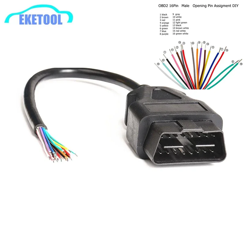 OBD2 16Pin Male Connector Voor ELM327 Extension Adapter Obd Kabel Obdii Eobd ODB2 16 Pin Obd 2 Adapter Opening vrouwelijke Kabel