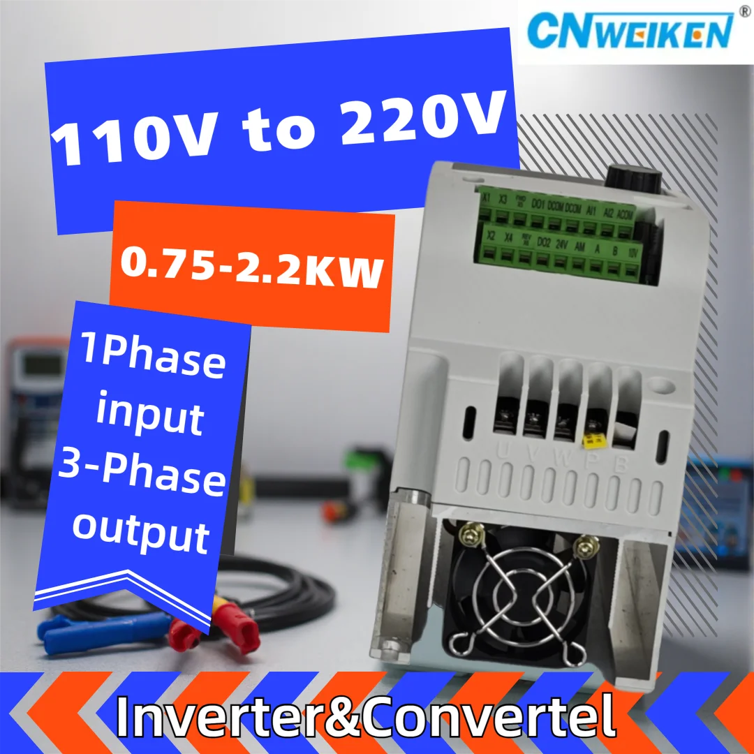 Single-Phase 110V to Three-Phase 220V VFD Frequency Converter 0.75/1.5/2.2KW Adjustable Speed Motor Control for Industrial Use
