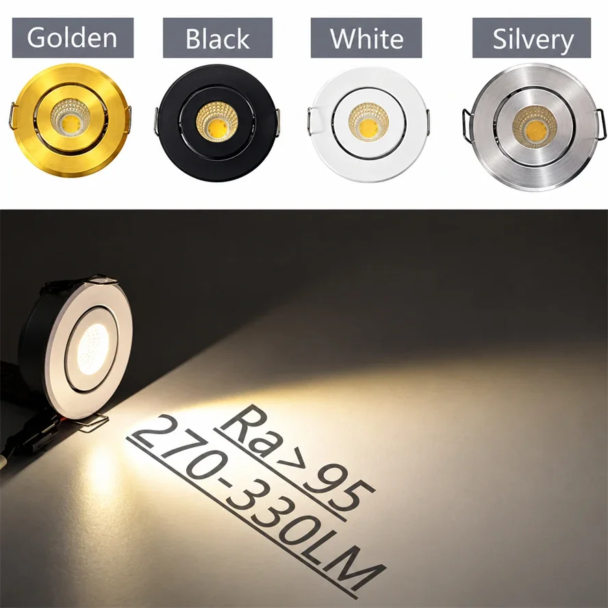 Mini12V COB LED Downlights Ceiling Light  Adjustable Drive Free Down Lights Showcase Cabinet Recessed Home Lighting Living Room