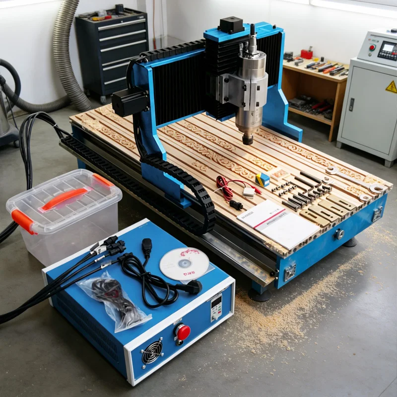 CNC Router 1500W 9040L 3Axis 4Axis Metal Engraving Machine Linear Guideway Woodworking Milling Lathe Wood Machinery Setup Tool