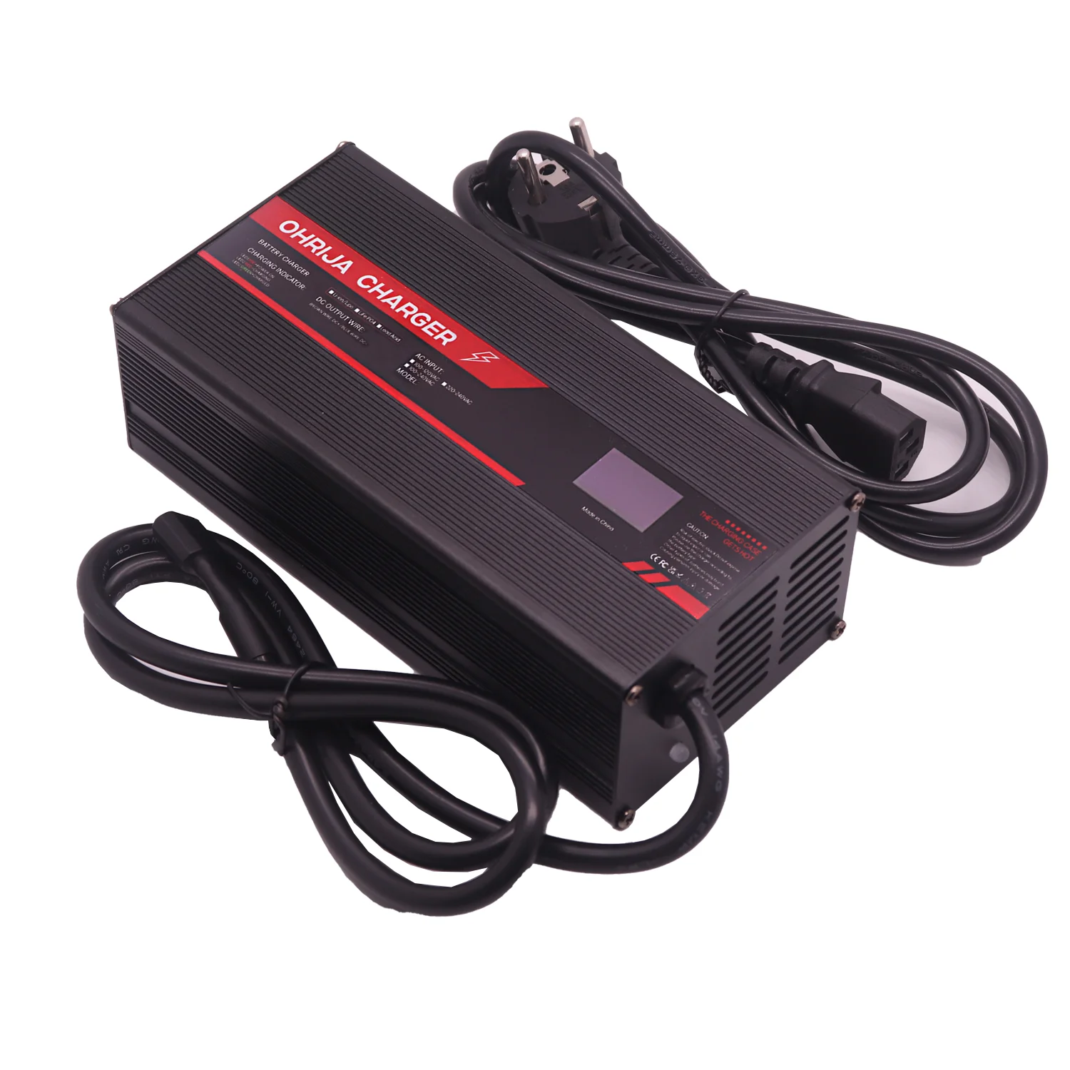 Carregador rápido 87.6v 10a para 24 cordas 76.8v lifep04 carregador de bateria display inteligente de alta potência com ventilador caixa de alumínio