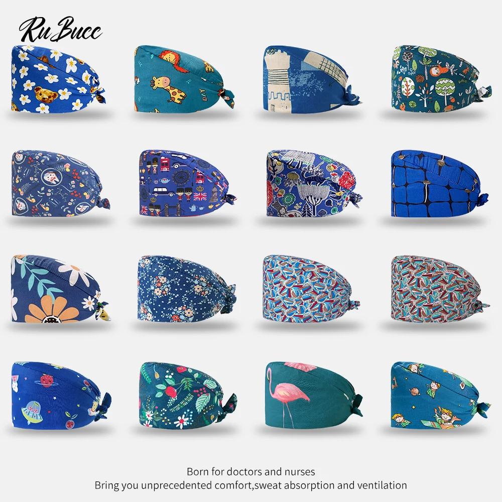 

Gorro Clínicos Cartoon Printing Scrub Cap Surgery Hat Men Nurse Accessories Surgical Cap Pet Clinic Work Hats Medical Scrub Hats