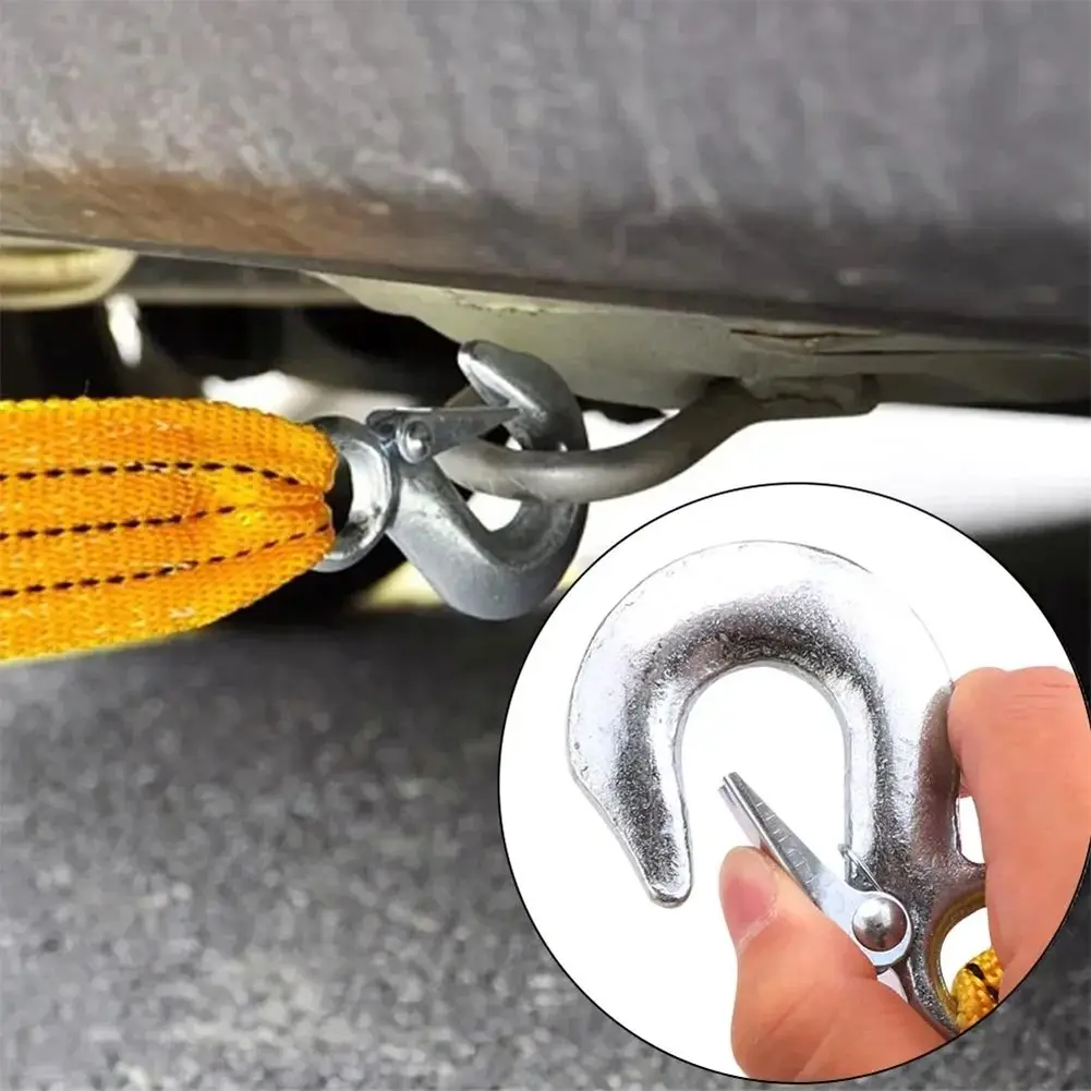 Car Accessories Towing Strap Rope Car 3Tons Car Towing Rope Strap Heavy Duty Hook Rescue Tools Nylon & Forging Iron Yellow