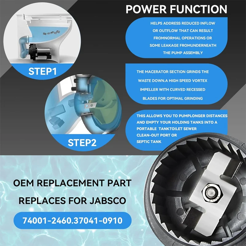 Replace for Jabsco 37041-0010 Marine Toilet Macerator Sub Assembly Kit, Marine Toilet Replacement Motor Pump Set 12-Volt Fit For