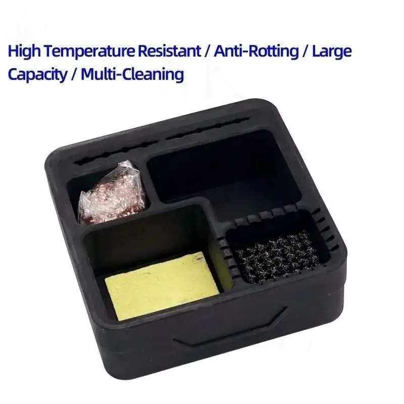 Silicone Tin Slag Box Storage Tools Soldering Iron Sponge PCB Hot Gun Nozzle Cleaning Kit Soldering Silicone Pad Hand Tool Sets