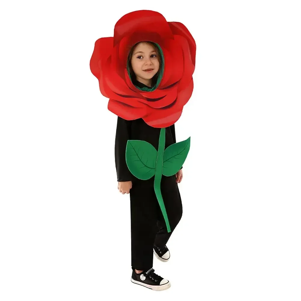 Rose Blume Cosplay Kinder Jungen Mädchen Fantasie Weihnachten Campus Bühne Performance Kostüm Verkleidung Kind Rollenspiel Fantasia Outfits