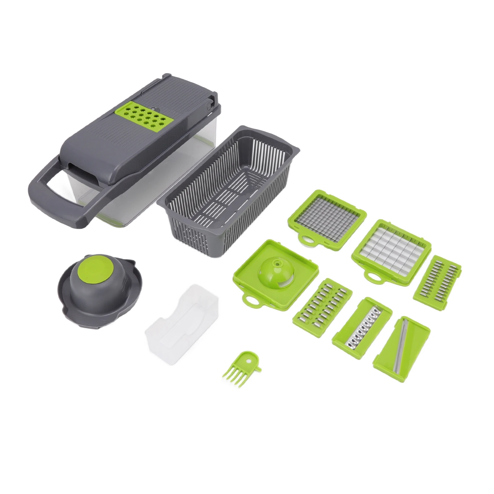 Picadora de cebolla, cortador de verduras que ahorra trabajo, artefacto de cocina, cuchillas de acero inoxidable grises, multiusos para pimientos y frutas