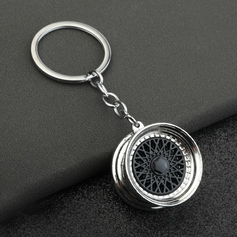 1pc Car Hub Car Key Pendant Simulation Model Personality Trend Refit Keychain Bbs Exterior Decoration Car Tires Interior Fashion