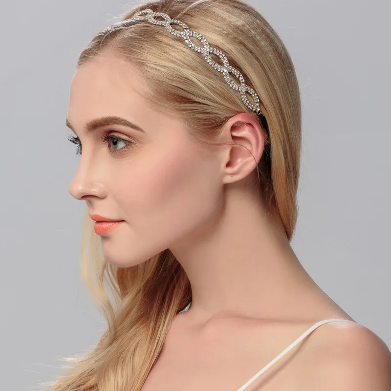 

European Bridal Headband Rhinestone Elastic Hairband Wedding Hair Accessories