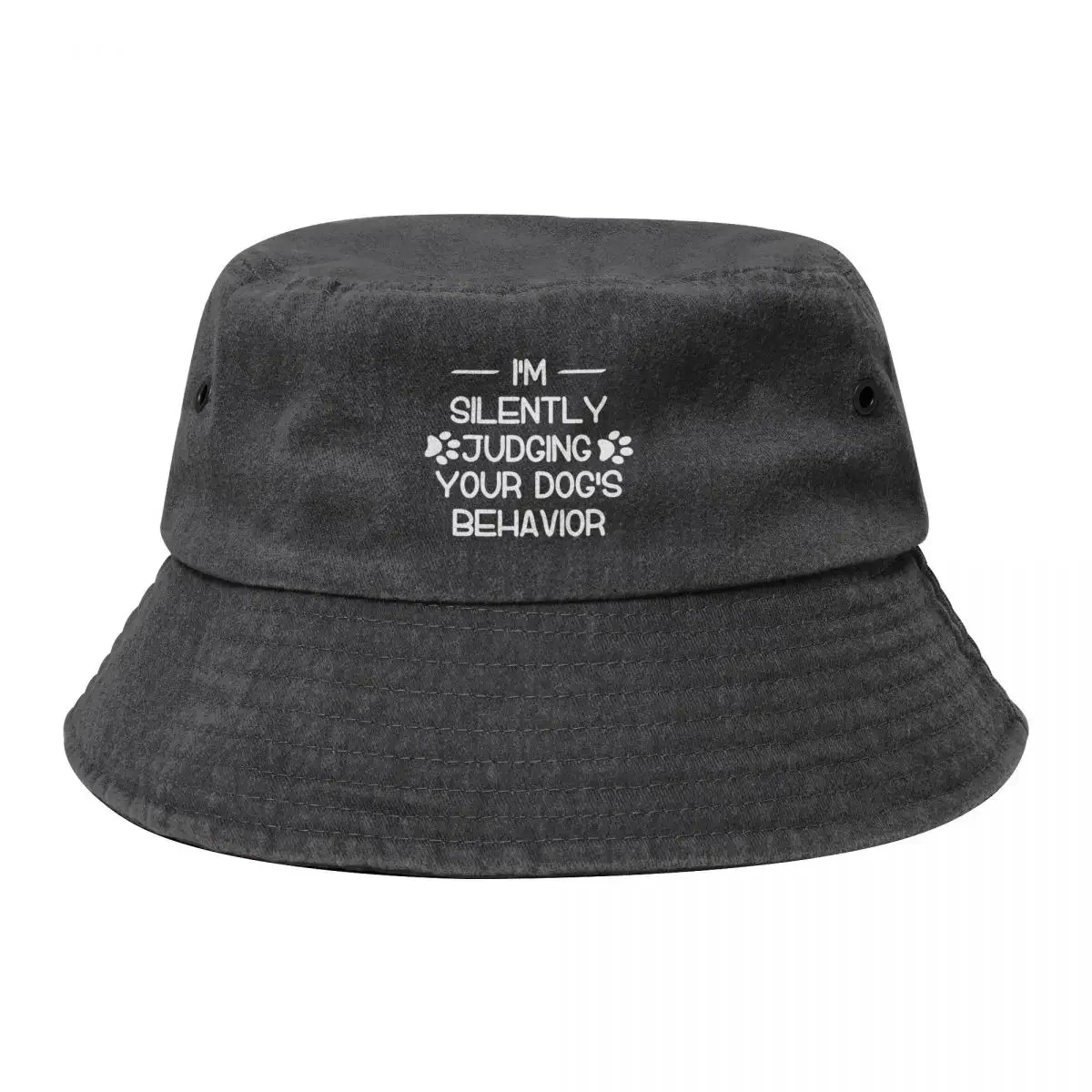 I'm silently judging your dog's behavior B&W text Bucket Hat Horse Hat Hat Beach Mountaineering Men's Caps Women's