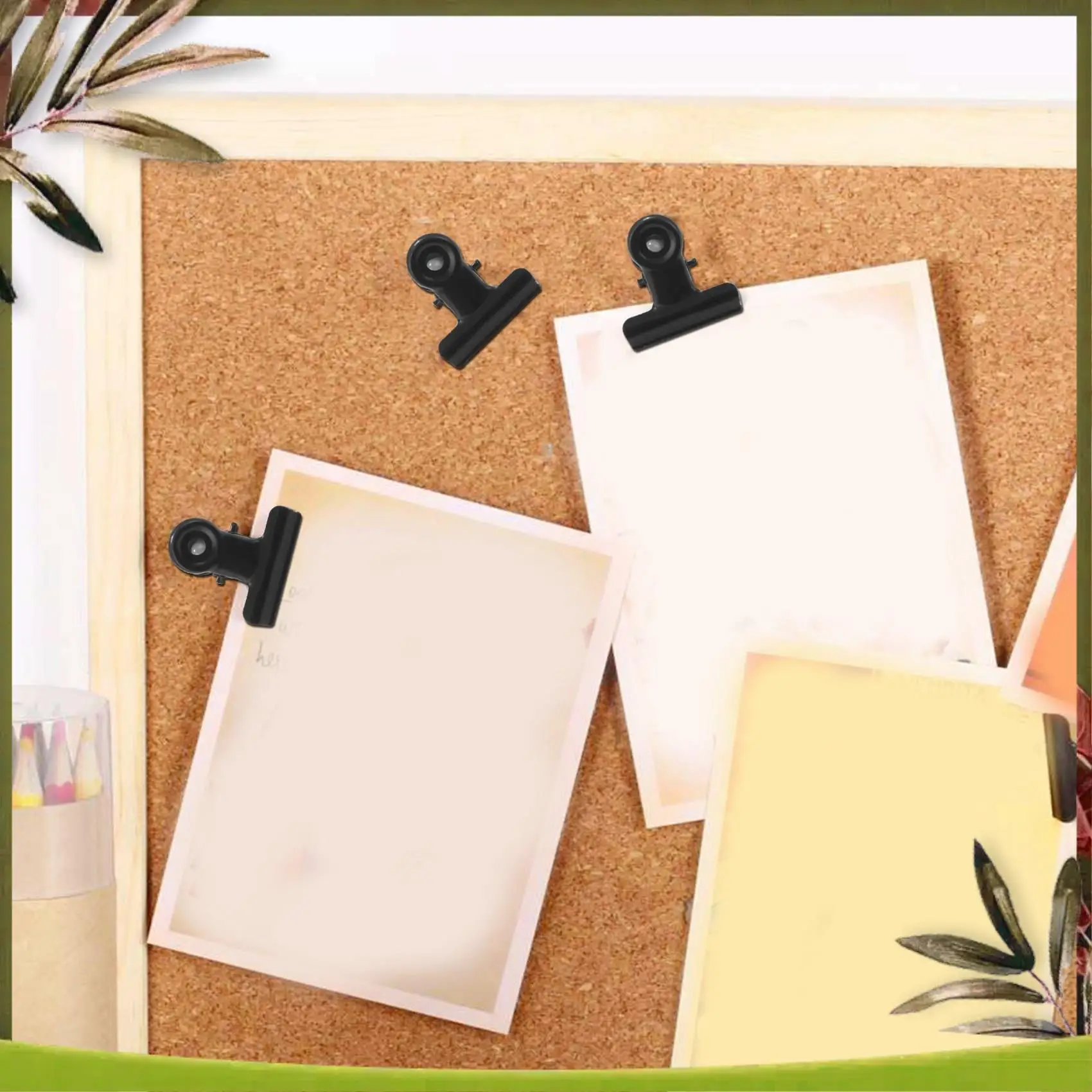 

New-30Pcs Black Push Pins Clips With Thumb Tacks Set For School Artworks Projects On Cork Board Photos On Bulletin