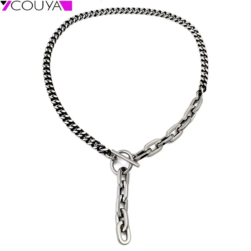 Trendy Punk Link Chain Pendant Necklace Long Chain Choker Necklace Stainless Steel Gold Silver Color Female Male Jewelry