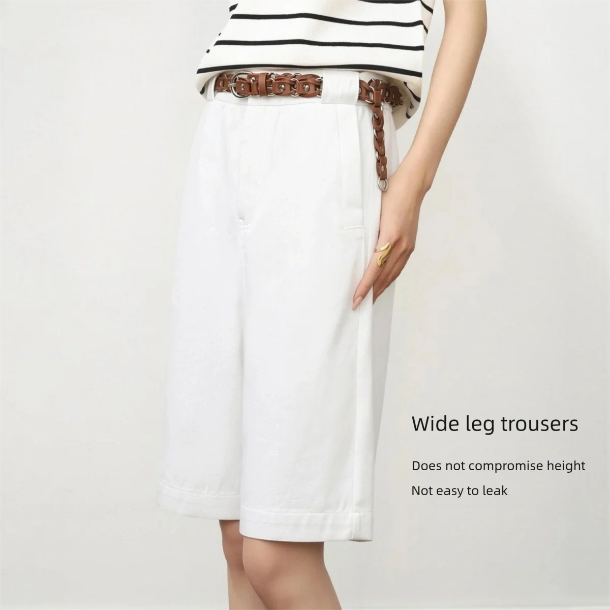 OLrain Office Knee Length Wide Leg Shorts 2026 Summer Simple Versatile Cotton Straight Casual Shorts Women's Clothes O58XK006861