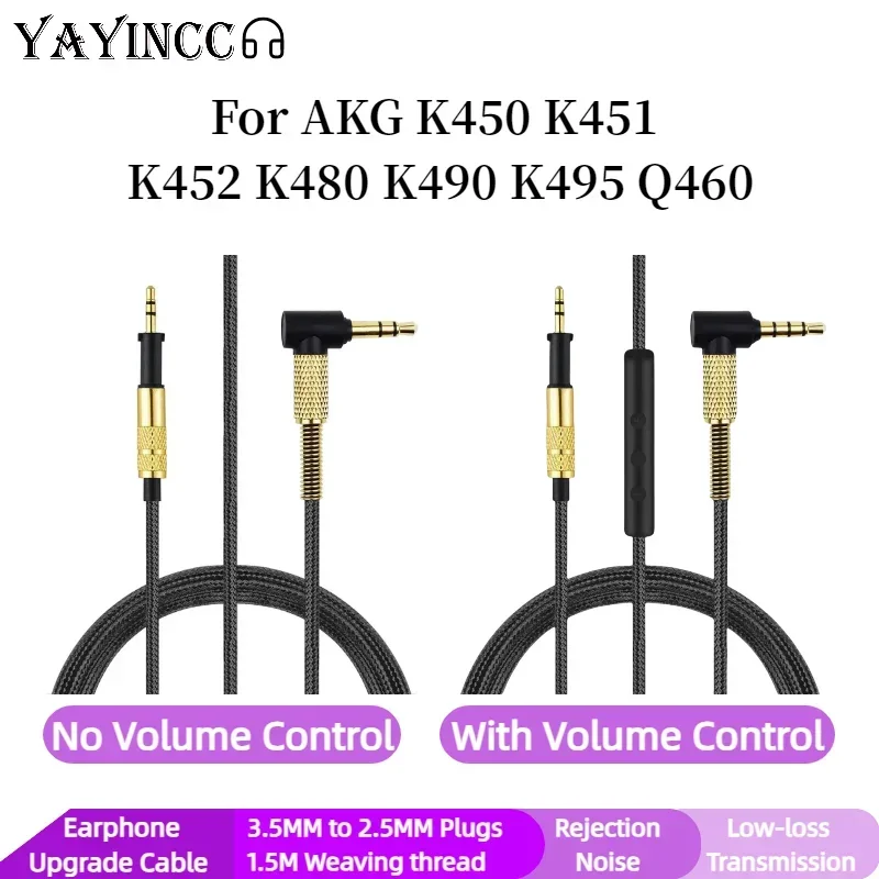 

YAYINCC Replacement 3.5MM to 2.5MM Nylon Braided Cable Wire Extension Cord for AKG K450 K451 K452 K480 K490 K495 Q460 Headphones