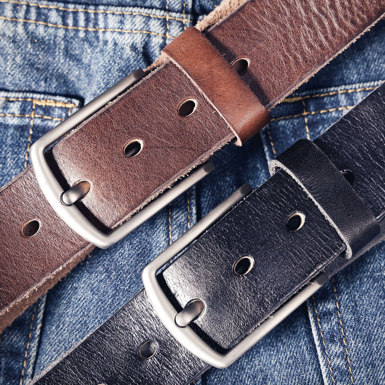 Retro Casual Echtleder Herren-Gürtel mit Dornschließe und Geschenkbox, Studentengürtel, Einfacher Klassischer Gürtel – Detail 17