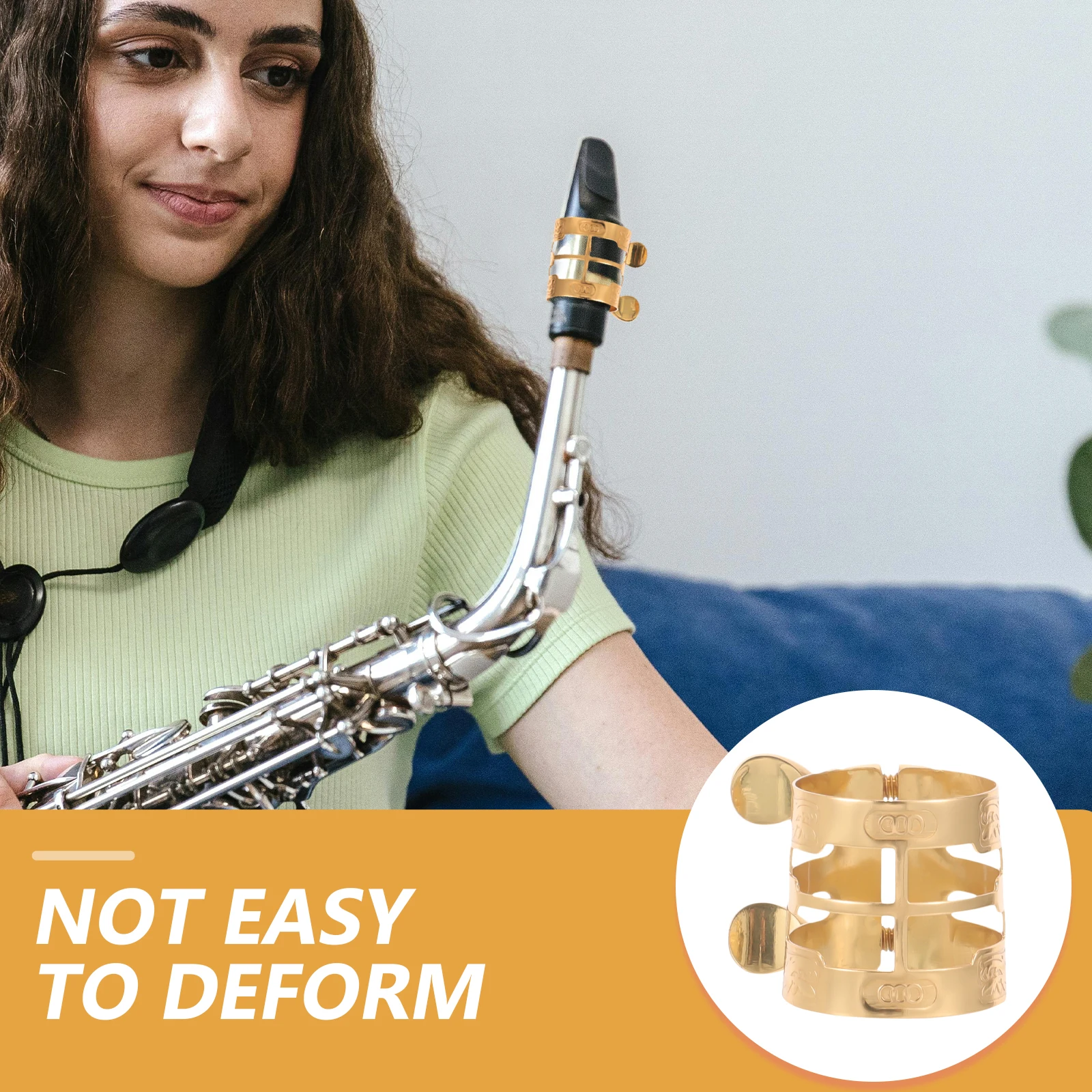 

Adjustable Saxophone Wind Instrument Accessories Copper Lacquered Gold Mouthpiece Fastener Clip