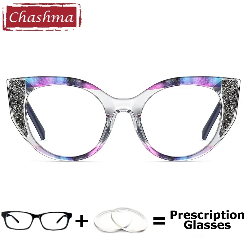 Chashma Prescription Glasses Women TR90 Myopia Lenses Fashion Spring Hinge Optical Recipe Eyewear Cat Eye Eyeglasses Frames