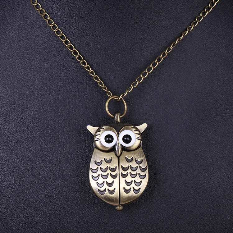 1pc Retro Owl Pocket Watch, Creative Flip Cover Quartz Watch, Vintage Unisex Pocket Watch for Men Women Gifts