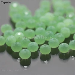 Isywaka Solid Green Color 4*6mm 50pcs Rondelle Austria faceted Crystal Glass Beads Loose Spacer Round Bead Jewelry Making