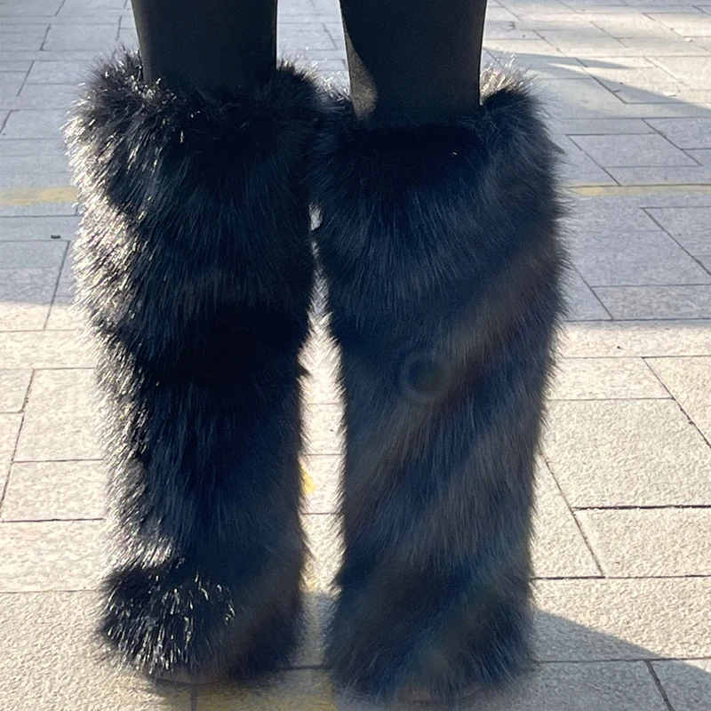 New Woman Boots High Boots Over-the-knee Fur Snow Boots Women\'s Fashion Warm Wool-like Boots Plus Velvet Padded Winter Boots