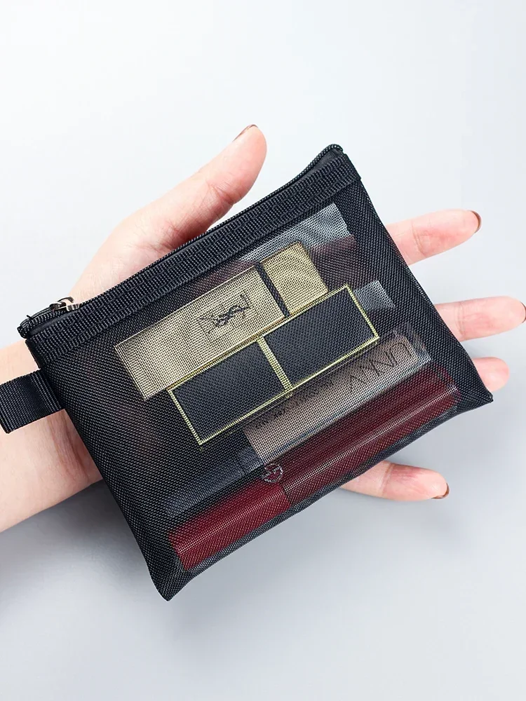 1/3 Stück Transparente Netz-Kosmetiktaschen Klein und Groß Schwarze Make-up-Tasche Tragbare Reise-Toilettenartikel-Organizer-Etui Lippenstift-Aufbewahrungsbeutel – Detail 6