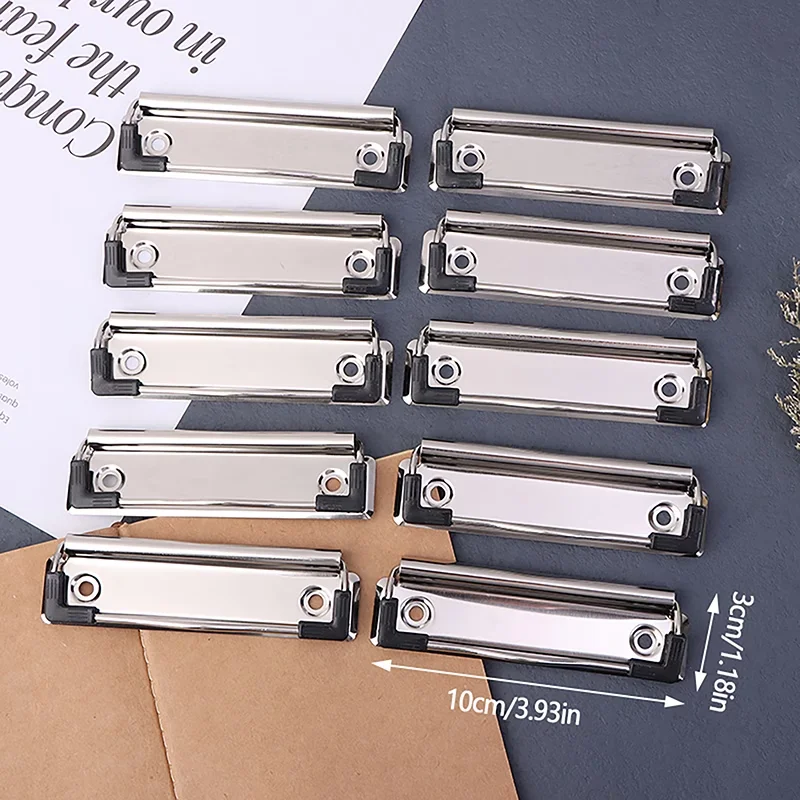 10 Pcs Spring-Loaded Metal Clipboard Clamps, Mountable File Folder Clips, Office & School Stationery
