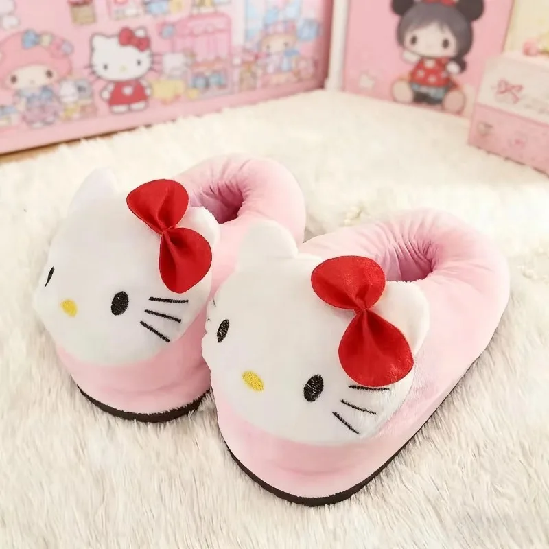 Sanrio Hello Kitty Katoen Pluche Slippers Warme Anime Indoor Schoenen voor Meisjes Vrouwen Herfst Winter Home Comfort