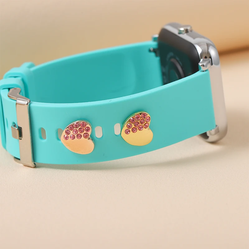 Chiodi decorativi per Apple Watch Band cuore diamante zircone Charms in metallo per Iwatch Silicone morbido braccialetto intelligente accessori regalo