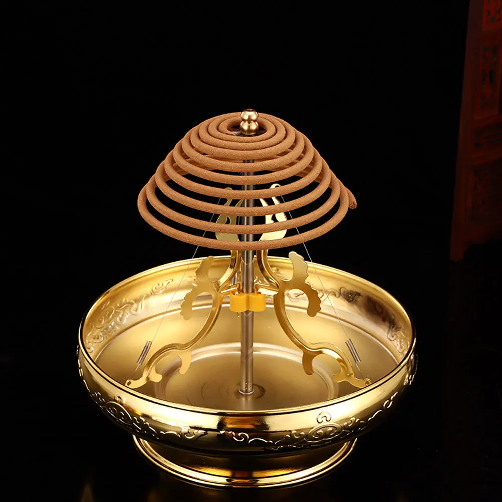 

Golden Alloy Tower Incense Burner for Stick and Coil Use Ideal Desktop Censer for Living Room Tea Room Decoration
