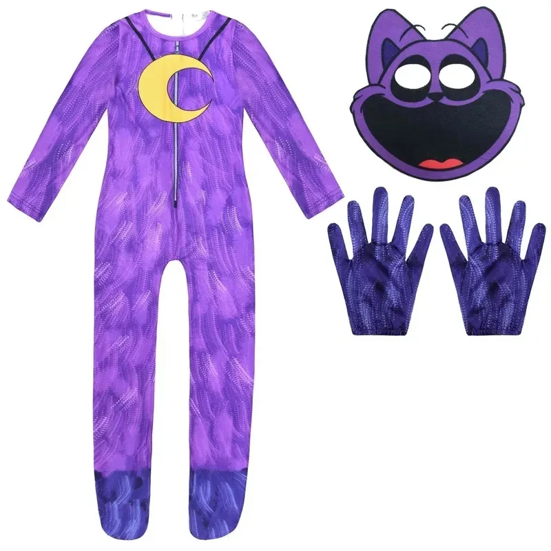 Smiling Critters Cat Nap Cosplay Costume Aminal purple cat Catnap Bodysuit Jumpsuit Outfits Suit s  Halloween Costume view 5