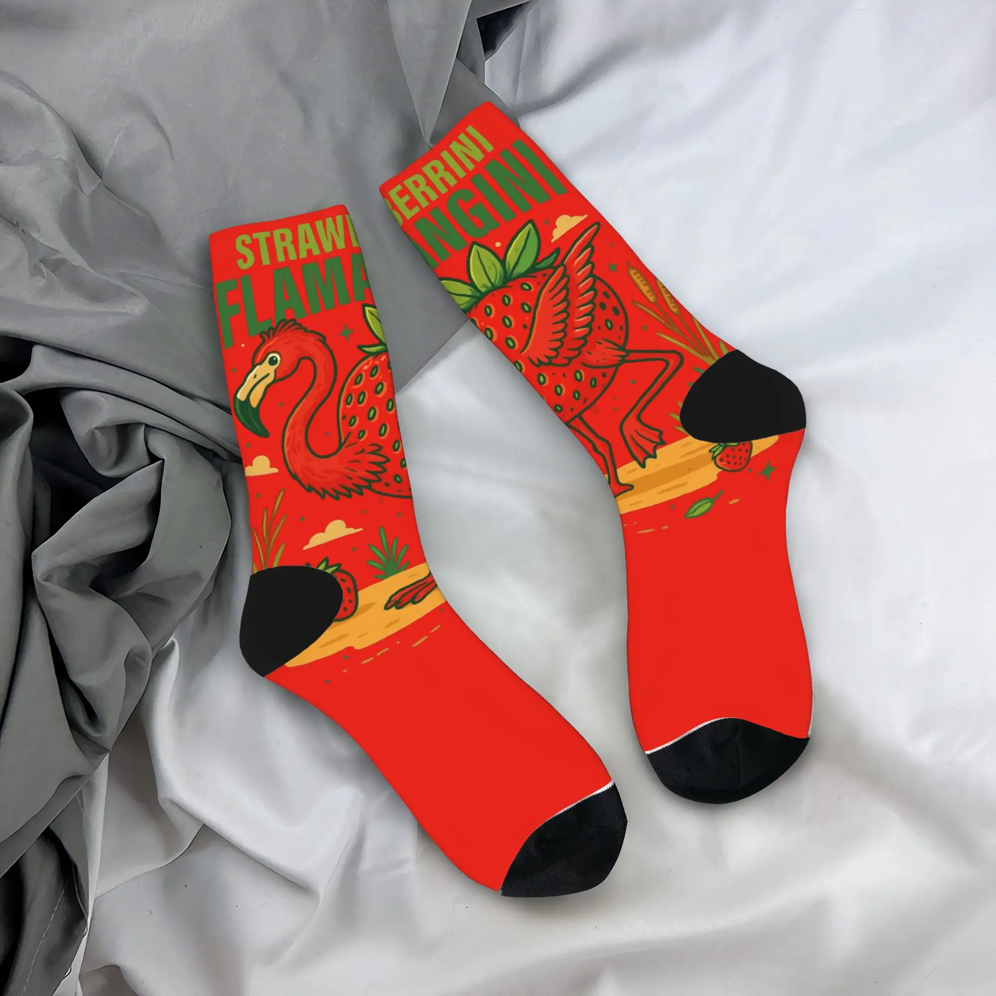 

Strawberrini Flamangini Italian Brainrot Memes Stockings Men Socks Soft Breathable Socks Autumn Running Sports Non Slip Socks