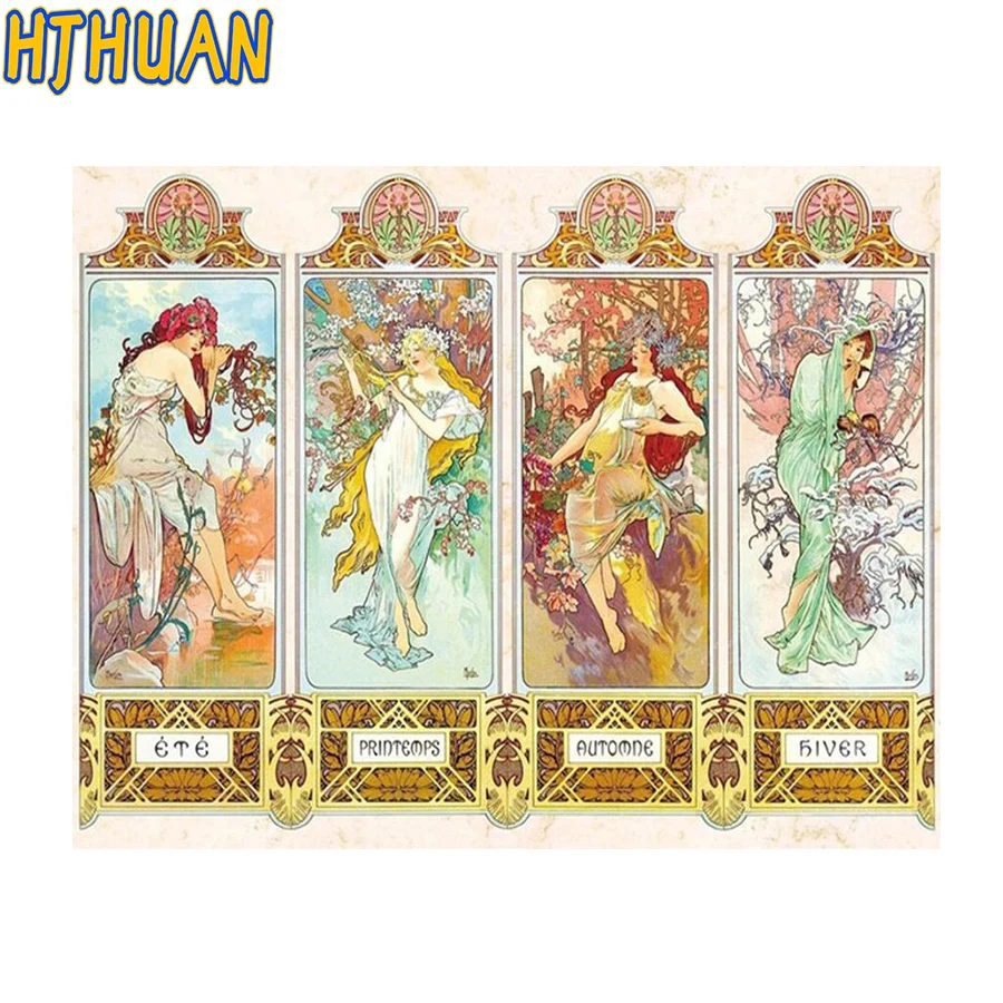 5D Diy Diamond Painting Famous paintings four seasons Cross Stitch Full Square Round Diamond Embroidery For Decoration pictures