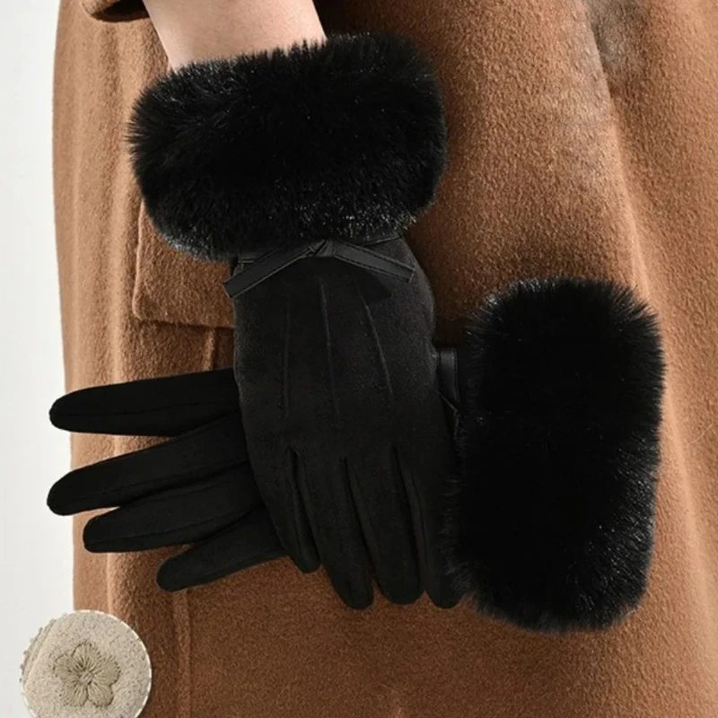 

Теплые женские перчатки для школьных поездок и активного отдыха, осенне-зимний стиль, с флисовой подкладкой, сохраняющие тепло, для электровелосипедов